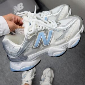 Tênis New Balance 9060  - Couro Legitimo- Branco\ Prata \ Azul